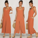 Summer Amazon WISH European and American Women's Summer Cropped Pants Bow Strap Jumpsuit Women's Cross-Border - Image 5