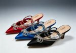 Exquisite Zara Satin Heels   Elevate your evening ensemble with these stunning Zara satin heels. Adorned with sparkling diamante bows and elegant straps, these mules blend luxurious texture with a bold, glamorous design. Perfect for making a statement at any special occasion. - Image 2