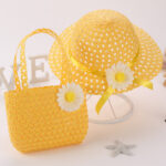 New Style Hat Handbag Set Sunflower Children's Straw Hat Handbag Set Girls Straw Sun Hat Beach Hat - Image 5