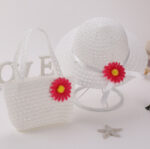 New Style Hat Handbag Set Sunflower Children's Straw Hat Handbag Set Girls Straw Sun Hat Beach Hat - Image 3