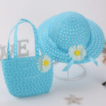New Style Hat Handbag Set Sunflower Children's Straw Hat Handbag Set Girls Straw Sun Hat Beach Hat - Image 7