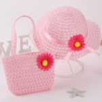 New Style Hat Handbag Set Sunflower Children's Straw Hat Handbag Set Girls Straw Sun Hat Beach Hat - Image 4
