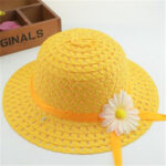 New Style Hat Handbag Set Sunflower Children's Straw Hat Handbag Set Girls Straw Sun Hat Beach Hat - Image 14