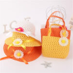 New Style Hat Handbag Set Sunflower Children's Straw Hat Handbag Set Girls Straw Sun Hat Beach Hat - Image 2