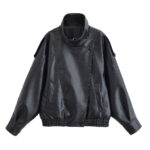 Cross-Border European and American Women's Fashion 2025 Autumn New Stylish Street Style Double-Collar Versatile Lychee Pattern Faux Leather Jacket - Image 7