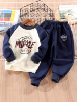 Children's Spring and Autumn Outfits, Boys' Stylish Autumn and Winter Clothing, Boys' Autumn Sweatshirt Two-Piece Set, Toddler Baby Clothes Wholesale - Image 2