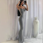 Sling dress European and American Women's High-end Sense Pure Desire Hip Skirt Sexy Slim-fit Milk Silk Long Fishtail Skirt - Image 8