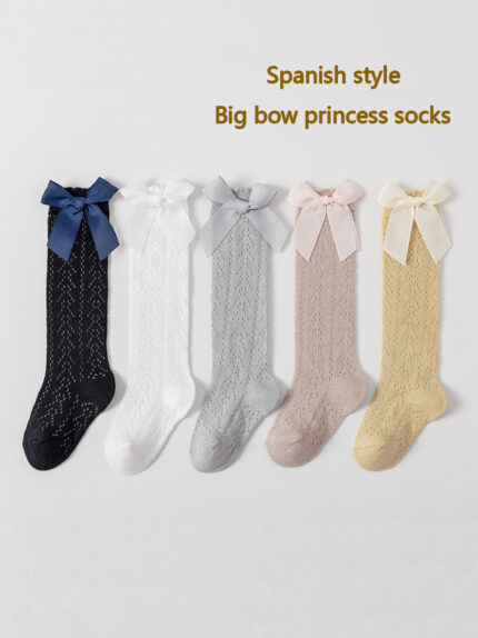 Baby Socks Spring and Summer Mesh High-Top Korean Style Princess Socks Breathable Thin Sweet Bow Loose Mouth Manufacturer Wholesale