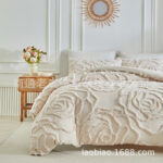 Old Watch Cross-Border Foreign Trade Supply Amazon Bedding Solid Color Cut Flower Tufted Flower Four-Leaf Clover Quilt Cover Pillowcase - Image 7