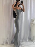 Sling dress European and American Women's High-end Sense Pure Desire Hip Skirt Sexy Slim-fit Milk Silk Long Fishtail Skirt - Image 2