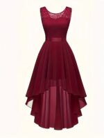 New Foreign Trade Style, Light Luxury, Elegant and Sophisticated, High-End Feel, Short Front and Long Back, Slim Fit, Sleeveless Dress, European and American Style - Image 6
