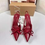 Fashion New Style Women's Slingback Pumps with Thin Heels, Shallow Mouth High Heels, Pointed Toe, Ankle Strap Sandals, Spring and Autumn Socialite Bow