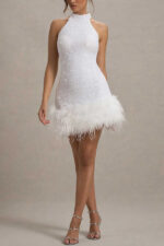 European and American women's cross-border Amazon new sexy sleeveless slim shiny plush dress dress sequins 8105 - Image 6