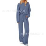 European and American Foreign Trade Cross-Border Women's Clothing Amazon Hot-Selling Autumn and Winter Knitted Sweatshirt and Wide-Leg Pants Casual Two-Piece Set - Image 6