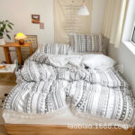 Cross-border Amazon bedding craft solid color cut flower dot hair ball tassel dot foreign trade three-piece set - Image 4
