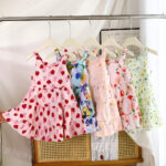 New Style Girls' Cotton Silk Dress, Summer Thin Princess Dress, Floral Dress, Stylish Suspender Dress for Girls, Wholesale