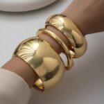 European and American Cross-Border Light Luxury Heavy-Duty Design Bracelet Metal Glossy Open Bracelet Normcore Geometric Stylish Wide Bracelet - Image 4