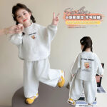 Girls' Autumn Cartoon Sweatshirt Set 2026 New Casual Autumn Stylish Children's Autumn Outfit Two-Piece Set for Baby Girls