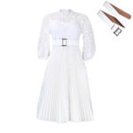 D254 dress Amazon summer large size lace crochet sexy hollow pleated European and American dress cross-border dress - Image 14