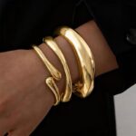 European and American Cross-Border Light Luxury Heavy-Duty Design Bracelet Metal Glossy Open Bracelet Normcore Geometric Stylish Wide Bracelet - Image 6