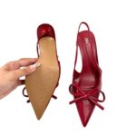 Fashion New Style Women's Slingback Pumps with Thin Heels, Shallow Mouth High Heels, Pointed Toe, Ankle Strap Sandals, Spring and Autumn Socialite Bow - Image 5