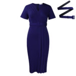 D504 Cross-border Women's Clothing 2024 Summer New Short-sleeved V-neck Tight Waist Solid Color OL Tonle Pencil Skirt African dress - Image 7