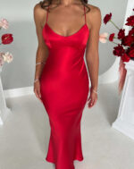 New Amazon Cross-border Women's Sexy Sling Satin Fashion Backless Strap Tight Waist Evening Dress dress - Image 11