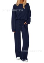 European and American Foreign Trade Cross-Border Women's Clothing Amazon Hot-Selling Autumn and Winter Knitted Sweatshirt and Wide-Leg Pants Casual Two-Piece Set - Image 10