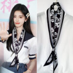 Long Silk Scarf Belt Paired with Jeans, Women's Skirt, White Decorative French-Style Ribbon, Hair Tie, Hairband, Hair Accessory, Scarf