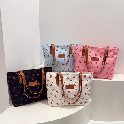 Wholesale Cherry Sweet Style Handheld Tote Bag Women's Bag 2025 Autumn New Large Capacity Shoulder Bag Commuting Underarm Bag