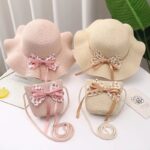 Tiktok Summer Children's Sun Hats in Stock, Straw Hats, Bag Sets, Children's Sun Protection Beach Hats, Straw Sun Hats