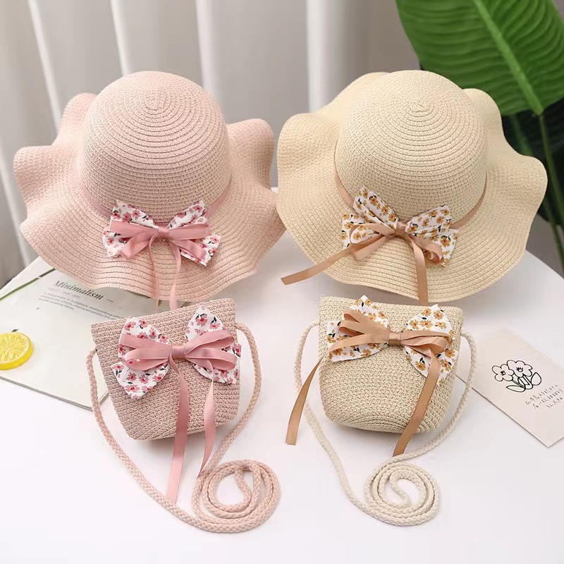 O1CN01L2uVxh1FrMjudZXcJ_2214745600540-0-cib Tiktok Summer Children's Sun Hats in Stock, Straw Hats, Bag Sets, Children's Sun Protection Beach Hats, Straw Sun Hats - Image 1
