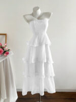 2025 New Summer Hip-Covering Skirt Slimming Look Mid-Length Skirt Cake Skirt Fairy Tube Top Pure Color Lotus Leaf Dress - Image 5