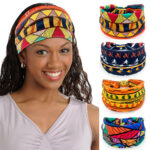 European and American Women's Hairbands African Print Pattern Wide-Brimmed Elastic Knotted Sports Yoga Headbands Women's Headwear Hair Accessories