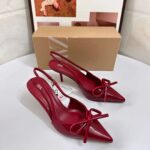 Fashion New Style Women's Slingback Pumps with Thin Heels, Shallow Mouth High Heels, Pointed Toe, Ankle Strap Sandals, Spring and Autumn Socialite Bow - Image 2
