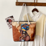 2025 Classic Outdoor Practical Versatile Retro Canvas Bag with Cartoon Print, Large Capacity Tote Beach Bag - Image 3