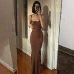 Sling dress European and American Women's High-end Sense Pure Desire Hip Skirt Sexy Slim-fit Milk Silk Long Fishtail Skirt - Image 7