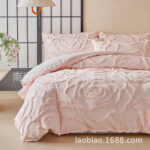 Old Watch Cross-Border Foreign Trade Supply Amazon Bedding Solid Color Cut Flower Tufted Flower Four-Leaf Clover Quilt Cover Pillowcase - Image 10