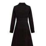 Cross-border women's clothing new European and American Amazon four seasons cardigan Patchwork cotton solid color temperament commute mid-length dress women - Image 5