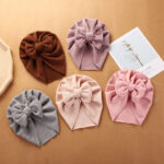 European and American New Baby Pure Color Pullover Hat with Bow Kidsren's Spring & Fall Indian Hat Snake Pattern Baby Boundless Hat - Image 3