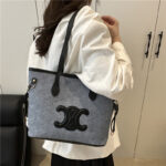 2026 Color-Blocked Large-Capacity Tote Bag Versatile Niche Design Simple Shoulder Bag Women's Dog Tooth Tote Bag - Image 2