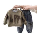 Boys and Middle-Aged Kidsren's Suits Autumn and Winter 2025 New Style Kidsren's Fashionable Velvet Sweatshirt Boys Handsome and Casual - Image 5
