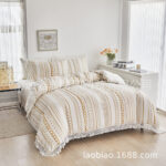 Cross-border Amazon bedding craft solid color cut flower dot hair ball tassel dot foreign trade three-piece set