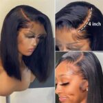 Front Lace Wig Vietnam Bone Straight Bob Human Hair Wigs Bob Short Hair - Image 3