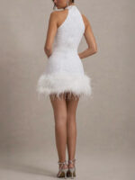European and American women's cross-border Amazon new sexy sleeveless slim shiny plush dress dress sequins 8105 - Image 3