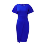 D311 Foreign Trade Women's 2024 Summer New Solid Color High Waist Elegant Commuter Lotus Sleeve Office European and American Dress - Image 9