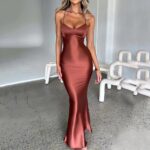 New Amazon Cross-border Women's Sexy Sling Satin Fashion Backless Strap Tight Waist Evening Dress dress - Image 10