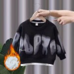 Boys and Middle-Aged Kidsren's Suits Autumn and Winter 2025 New Style Kidsren's Fashionable Velvet Sweatshirt Boys Handsome and Casual - Image 9