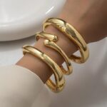 European and American Cross-Border Light Luxury Heavy-Duty Design Bracelet Metal Glossy Open Bracelet Normcore Geometric Stylish Wide Bracelet - Image 3