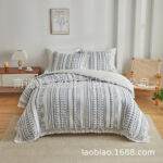 Cross-border Amazon bedding craft solid color cut flower dot hair ball tassel dot foreign trade three-piece set - Image 3